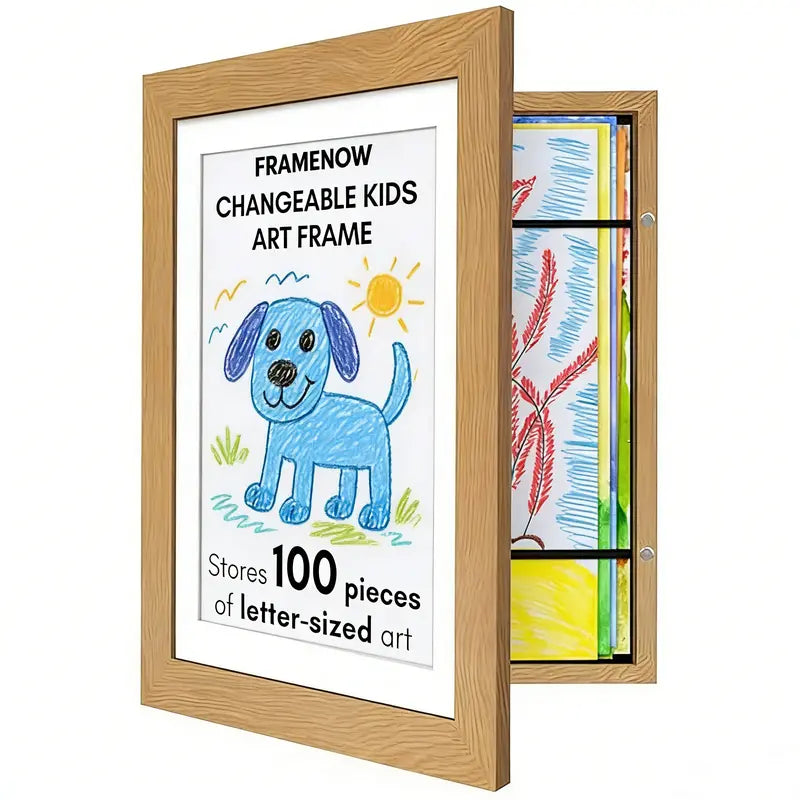 Front-Opening Kids Art Frame with 100-Picture Storage