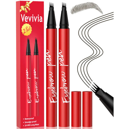 Eyebrow Pen - 4-Tip Hair-Like Strokes For Natural Fuller Brows