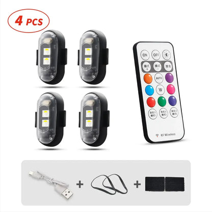 RGB LED Strobe Light Kit - Wireless Remote Multi-Mode Flashing For Night Riding Visibility & Safety Upgrade