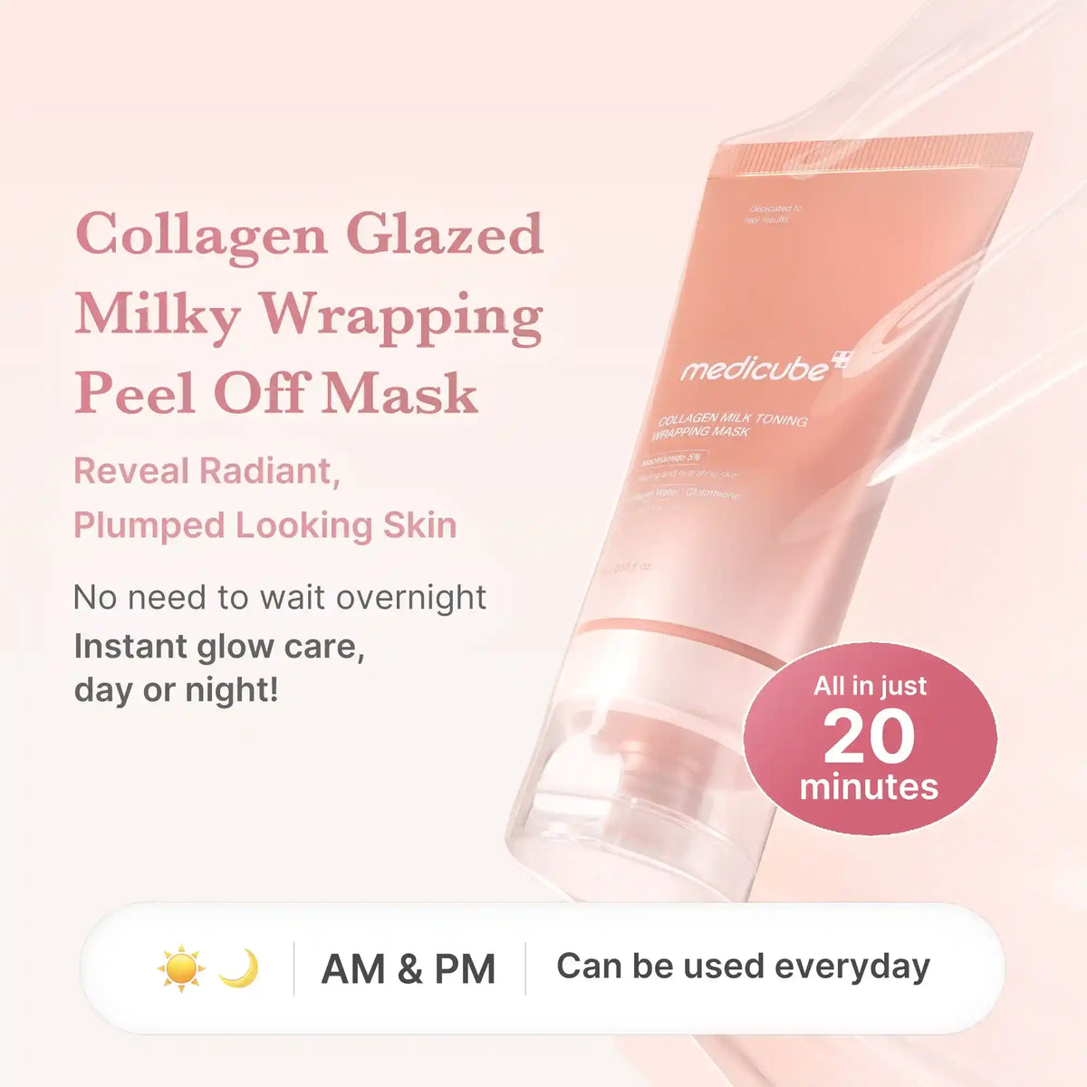 Collagen Milky Wrapping Mask - Overnight Film-Forming Sleep Treatment for Peel-Off Glazed Glow and Glass Skin