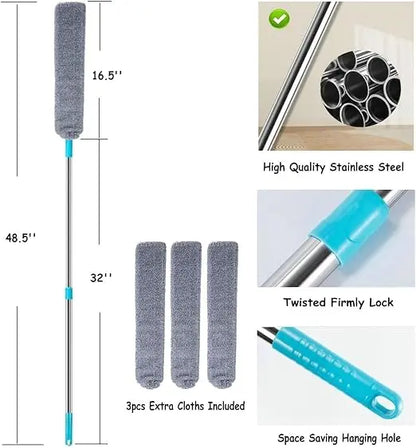 Reach Every Tight Gap: Extendable & Bendable Microfiber Dust Cleaner
