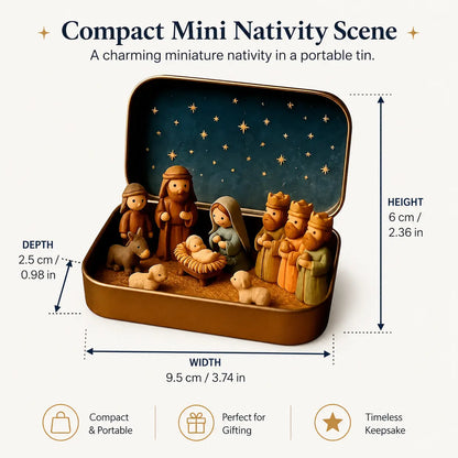 Pocket-Sized Mini Christmas Nativity Set in Travel Tin Box