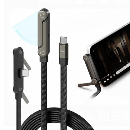 240W Fast Charging Cable with Built-in Invisible Phone Stand