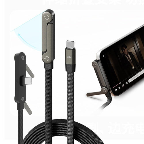 240W Fast Charging Cable with Built-in Invisible Phone Stand
