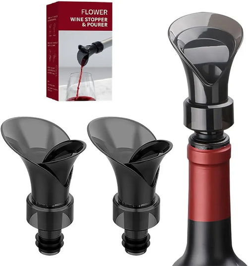 2-in-1 Petal Wine Pourer & Airtight Stopper for Drip-Free Serving