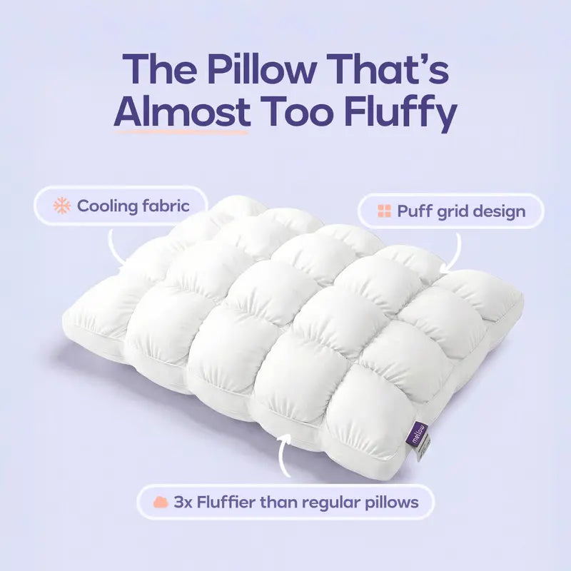 Quilted Puff Pillow – Soft Grid Design For Cloud-Like Sleep Comfort & Full Night Support
