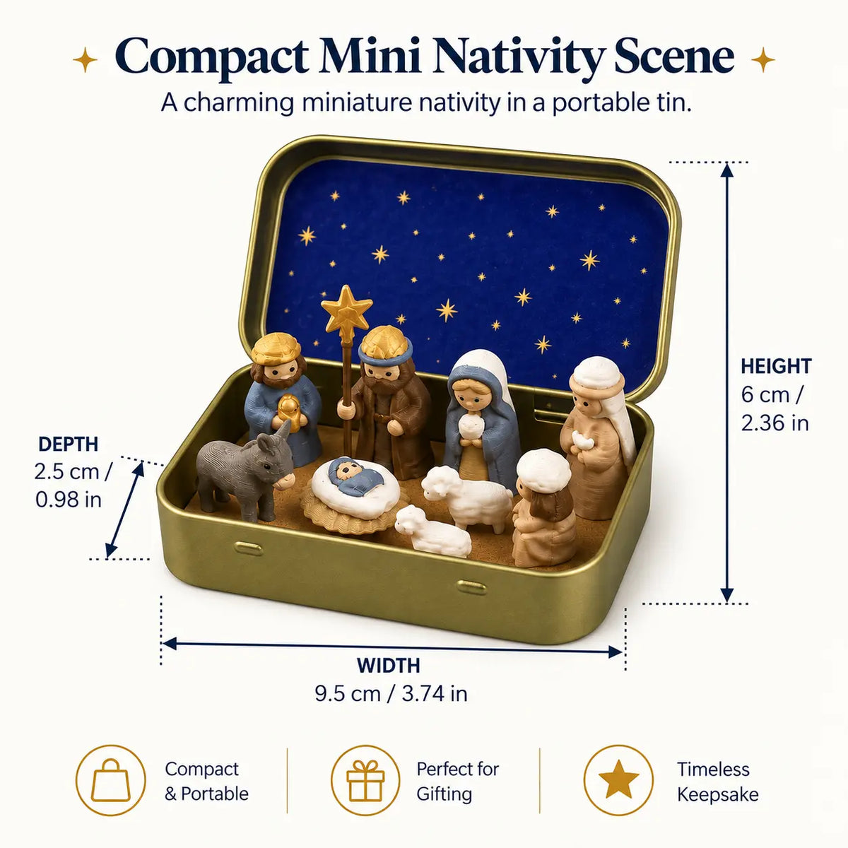 Pocket-Sized Mini Christmas Nativity Set in Travel Tin Box
