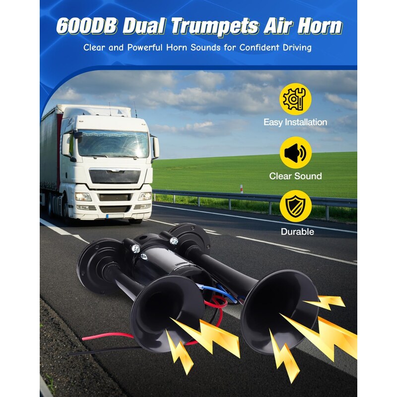 Blast Through Traffic with 150dB Dual Air Horn Power
