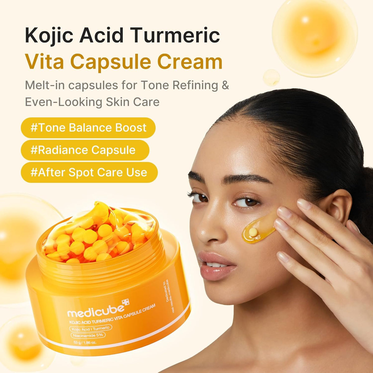 Capsule Brightening Cream - Kojic Acid & Turmeric Gel Capsules For Radiant-Looking Even Skin Tone