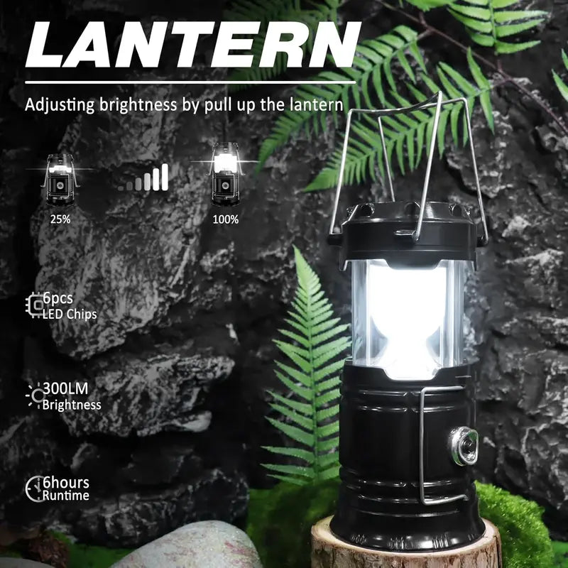 Solar Rechargeable Collapsible Camping Lantern & Emergency Power Bank
