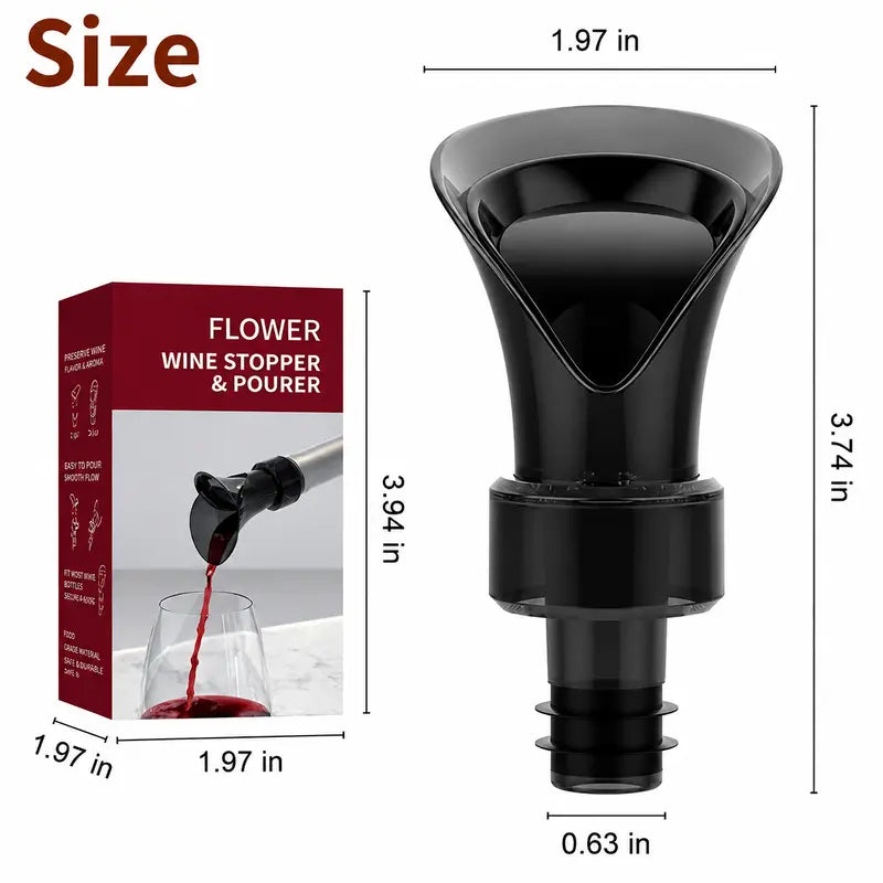 2-in-1 Petal Wine Pourer & Airtight Stopper for Drip-Free Serving