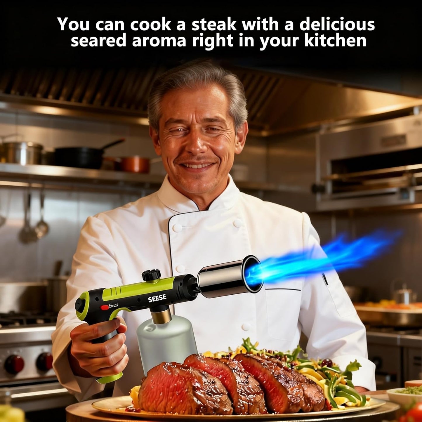 High-Power Utility Torch — One-Touch Ignition & Adjustable Flame for BBQ, Searing & Outdoor Fire Starting
