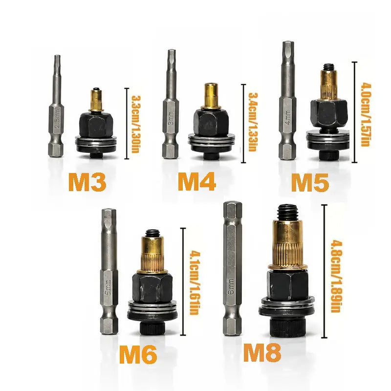 Fast Drill-Powered Rivet Nut Tool Kit for M3-M8 Threaded Inserts