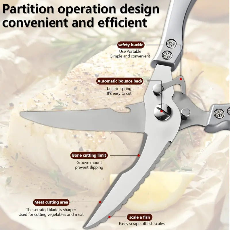 Heavy-Duty All-Metal Poultry Shears for Effortless Bone Cutting