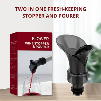 2-in-1 Petal Wine Pourer & Airtight Stopper for Drip-Free Serving