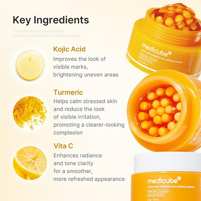 Capsule Brightening Cream - Kojic Acid & Turmeric Gel Capsules For Radiant-Looking Even Skin Tone