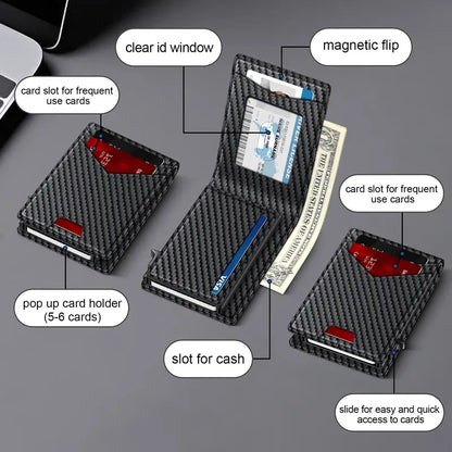 Instant Pop-Up RFID Blocking Minimalist Bifold Wallet
