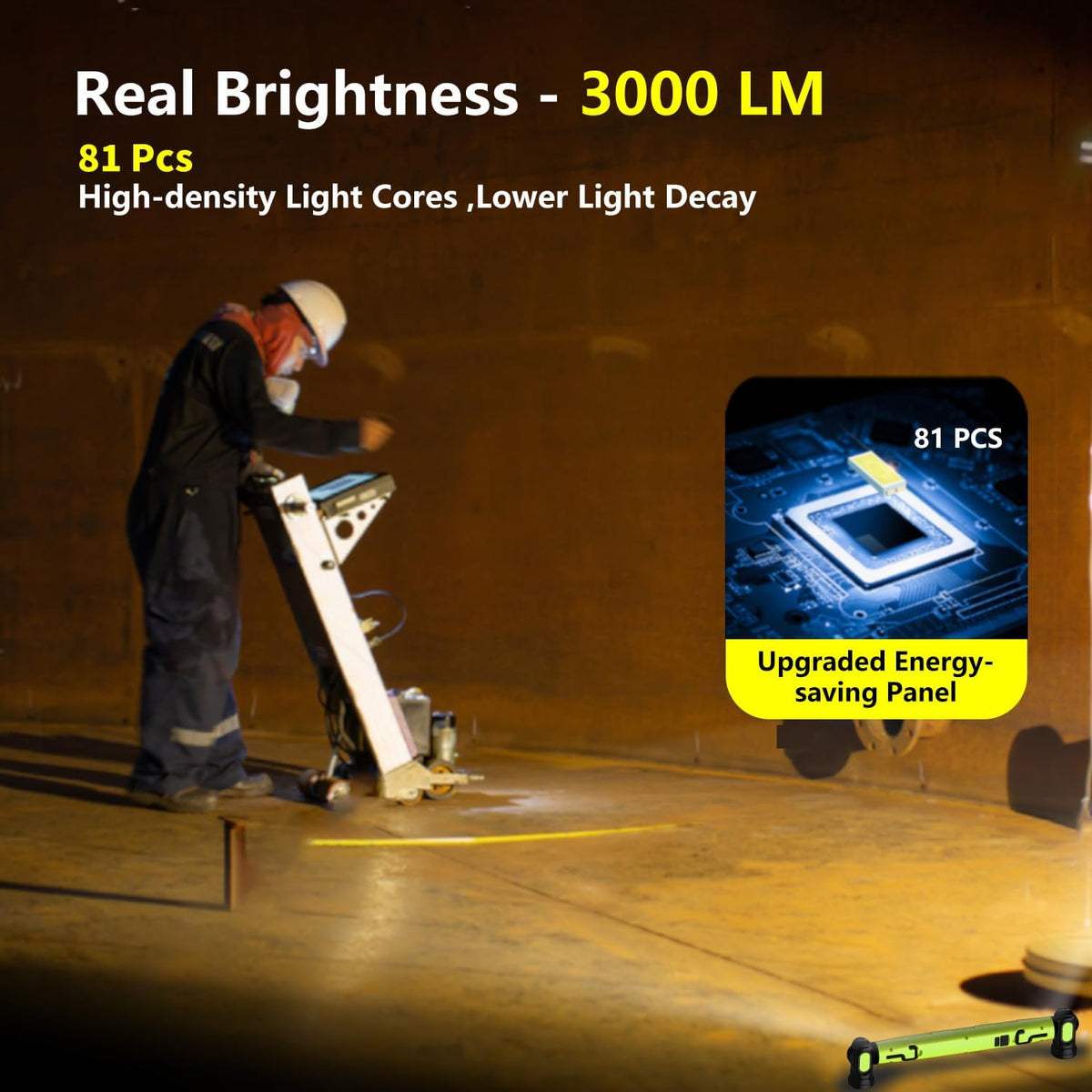 Under Hood Work Light Bar - 3000LM Magnetic Rechargeable Design For Hands-Free Auto Repair