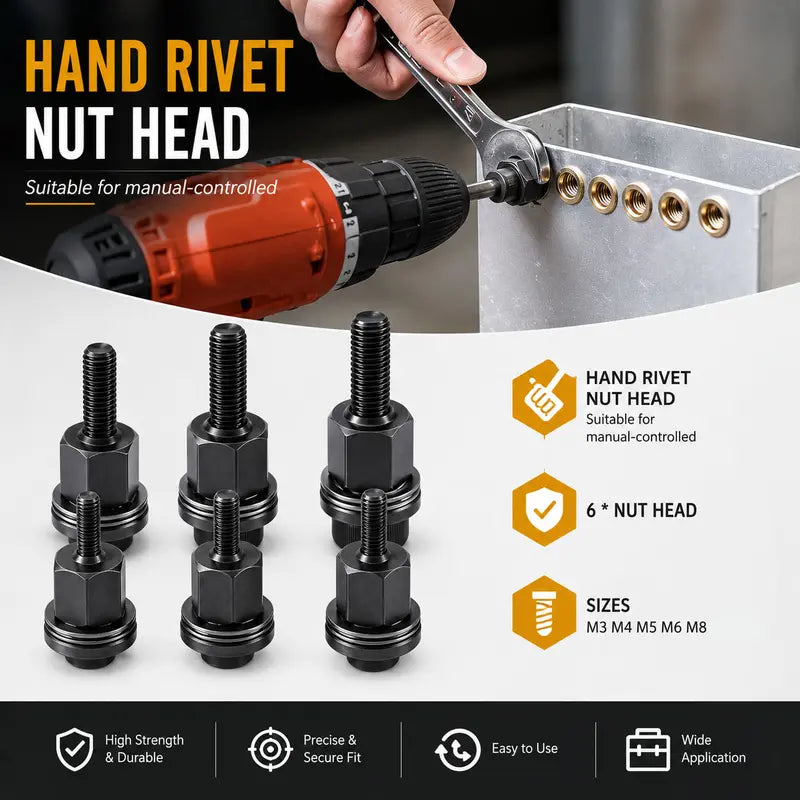Fast Drill-Powered Rivet Nut Tool Kit for M3-M8 Threaded Inserts