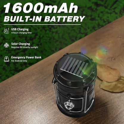 Solar Rechargeable Collapsible Camping Lantern & Emergency Power Bank