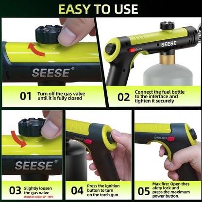 One-Touch Adjustable Flame Torch for Charcoal, Campfires, BBQ & Outdoor Cooking