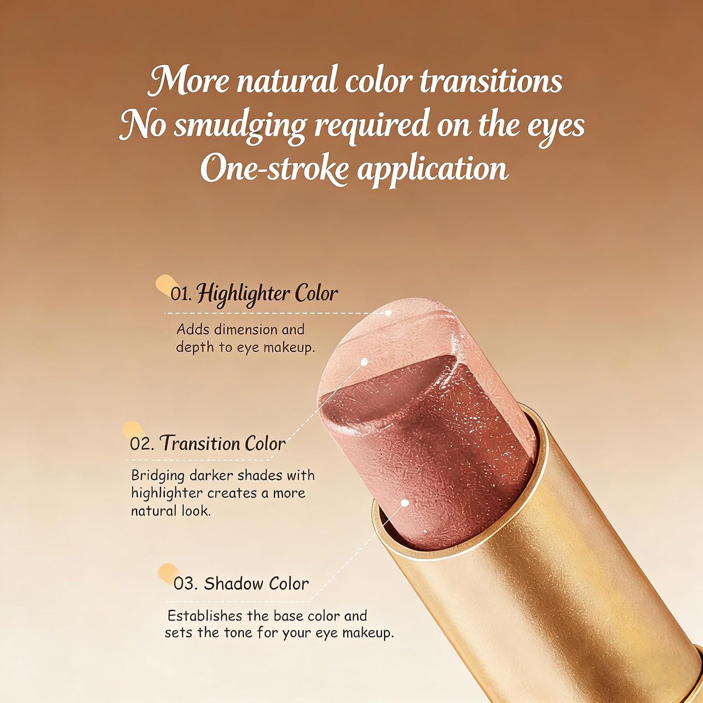 3-Color Eyeshadow Stick - One-Swipe Shimmer Glow For Effortless Eye Makeup
