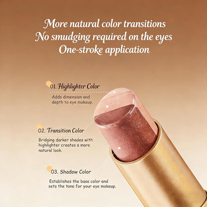 3-Color Eyeshadow Stick - One-Swipe Shimmer Glow For Effortless Eye Makeup