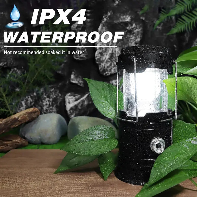 Solar Rechargeable Collapsible Camping Lantern & Emergency Power Bank