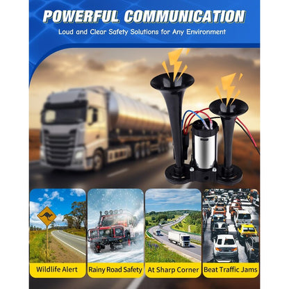 Blast Through Traffic with 150dB Dual Air Horn Power