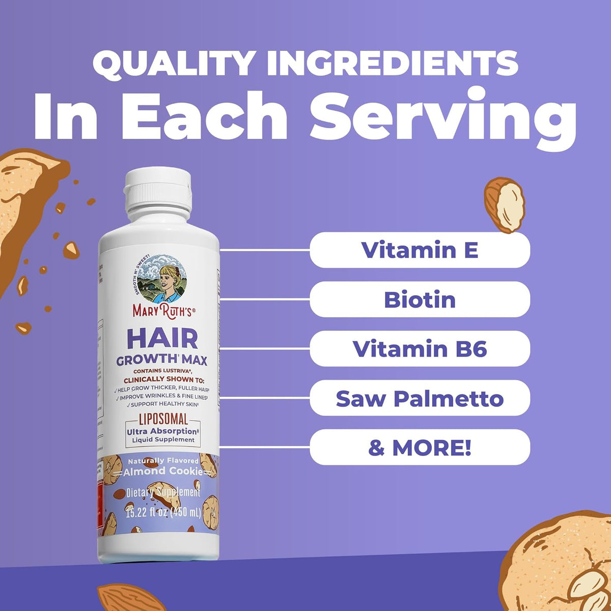 Hair Growth Support Liquid – Liposomal Nutrient Formula for Thicker, Fuller-Looking Hair & Healthy Scalp Support