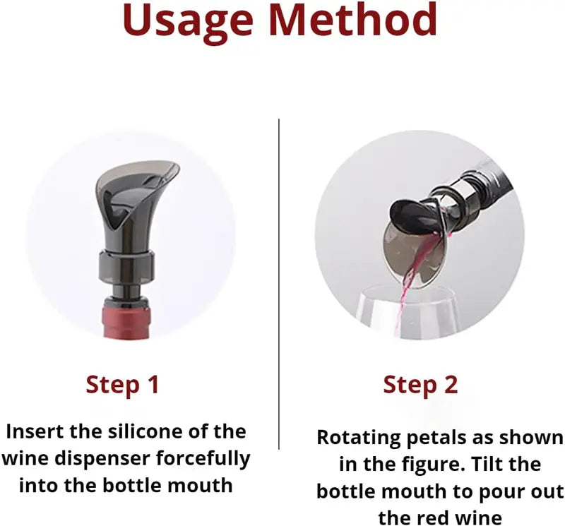 2-in-1 Petal Wine Pourer & Airtight Stopper for Drip-Free Serving