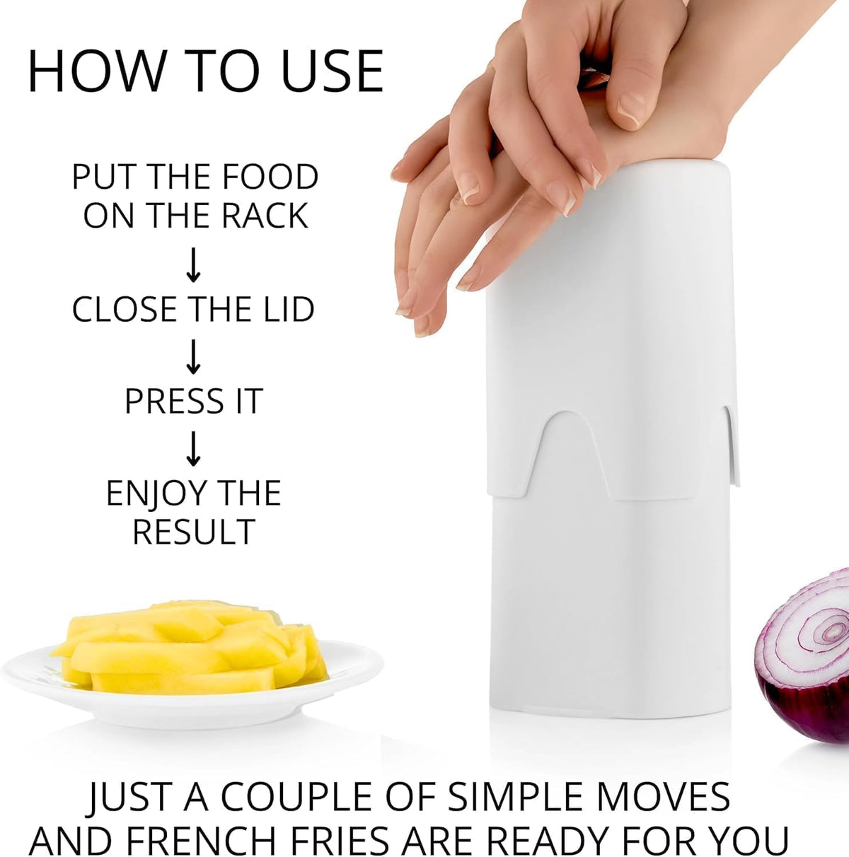 1-Press French Fry & Veggie Chopper for Effortless Kitchen Prep