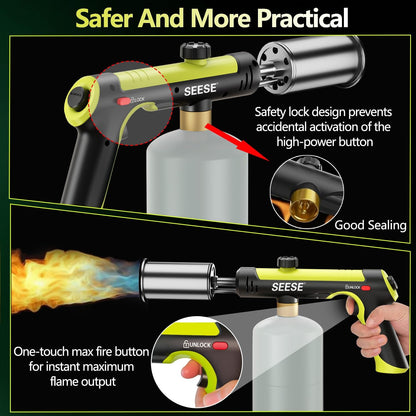 High-Intensity Utility Torch with One-Touch Max Flame & Safety Lock