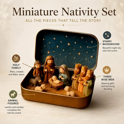 Pocket-Sized Mini Christmas Nativity Set in Travel Tin Box