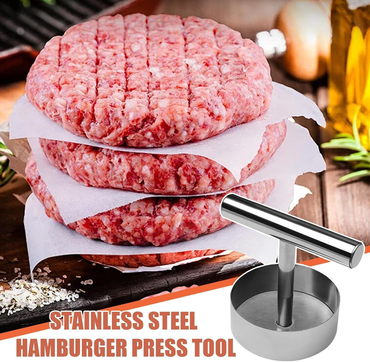 Professional Stainless Steel Burger Press for Perfect Uniform Patties