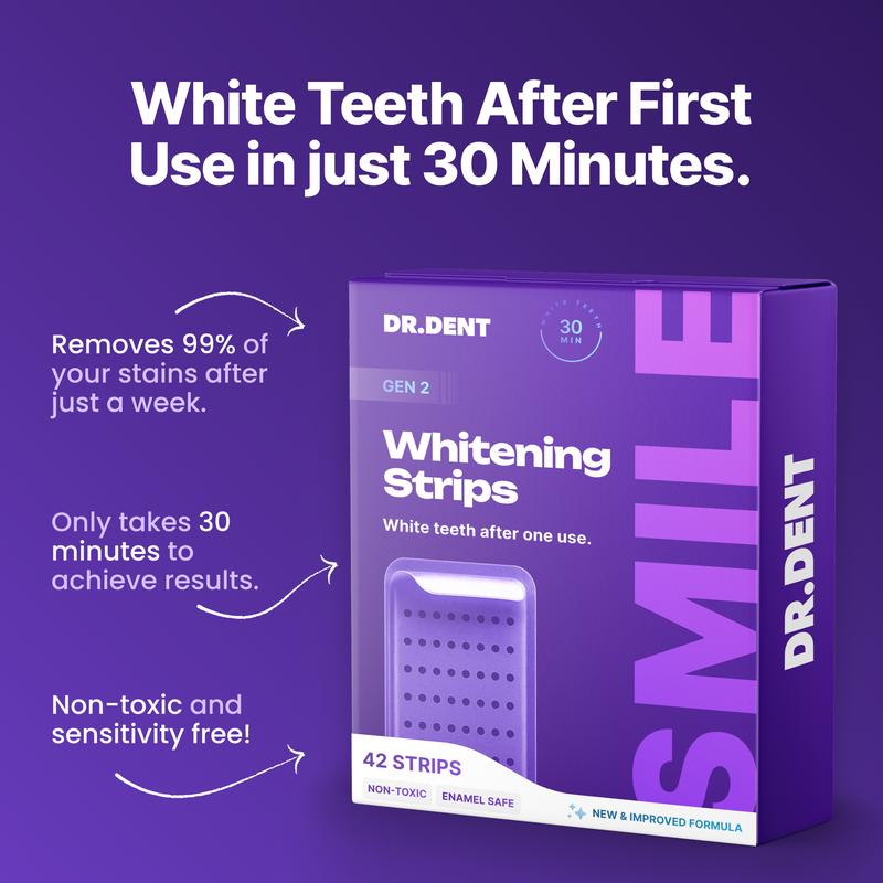 Purple Teeth Whitening Strips | Peroxide-Free & Non-Sensitive | 7-21 Sessions for Enamel Safe Brightening
