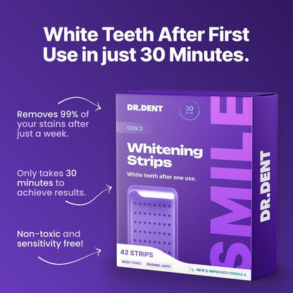Purple Teeth Whitening Strips | Peroxide-Free & Non-Sensitive | 7-21 Sessions for Enamel Safe Brightening