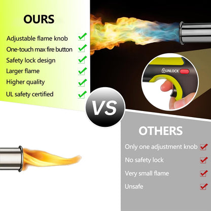 High-Power Utility Torch — One-Touch Ignition & Adjustable Flame for BBQ, Searing & Outdoor Fire Starting
