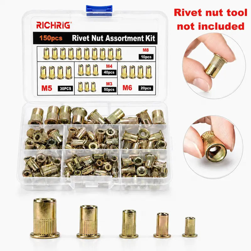 Fast Drill-Powered Rivet Nut Tool Kit for M3-M8 Threaded Inserts