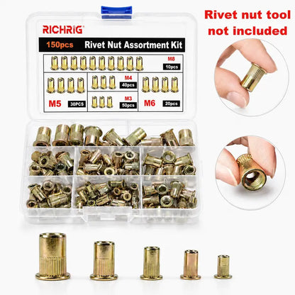 Fast Drill-Powered Rivet Nut Tool Kit for M3-M8 Threaded Inserts