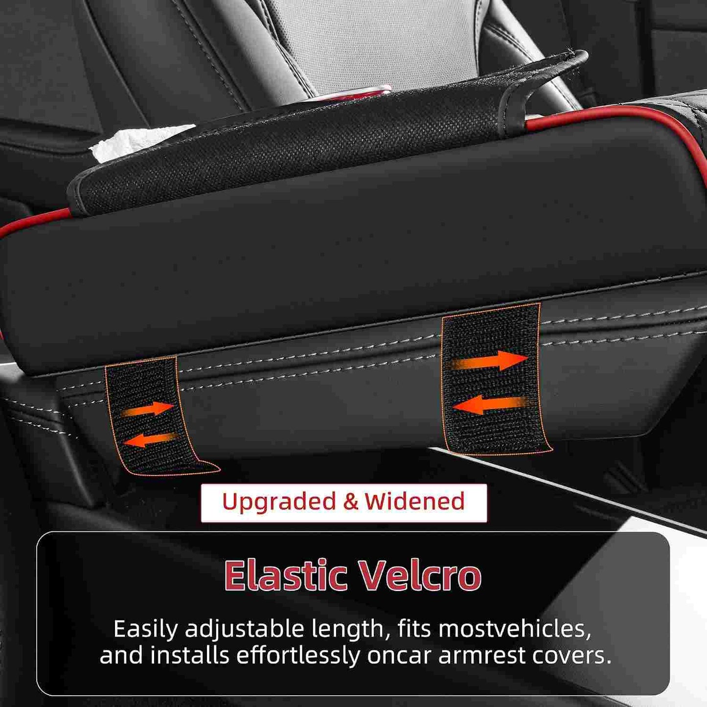Luxury Nappa Leather Car Center Console Cushion with Dual Cup Holders & Storage - 2 Pack per Set