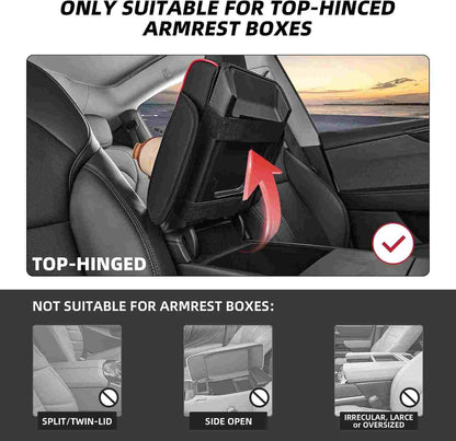 Luxury Nappa Leather Car Center Console Cushion with Dual Cup Holders & Storage - 2 Pack per Set