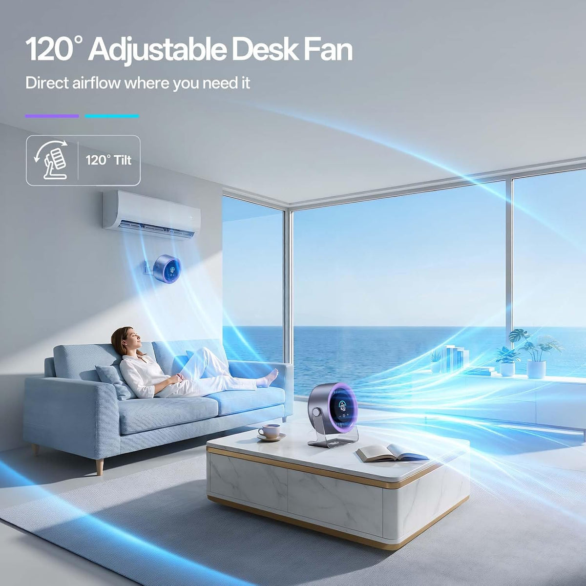 Turbo Desk Fan - 100-Speed Adjustable Airflow For Instant Personal Cooling