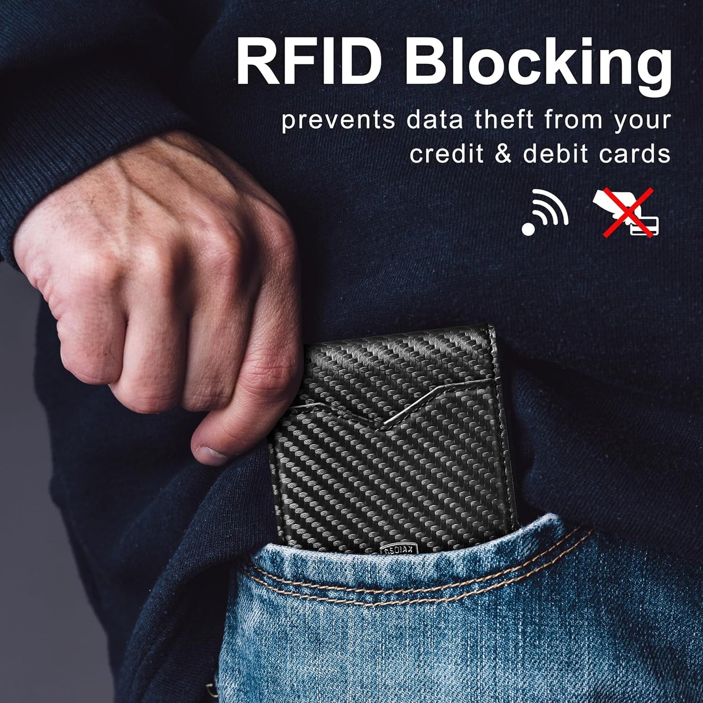 Ultra-Slim Carbon Fiber Minimalist Wallet with RFID Blocking