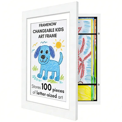 Front-Opening Kids Art Frame with 100-Picture Storage