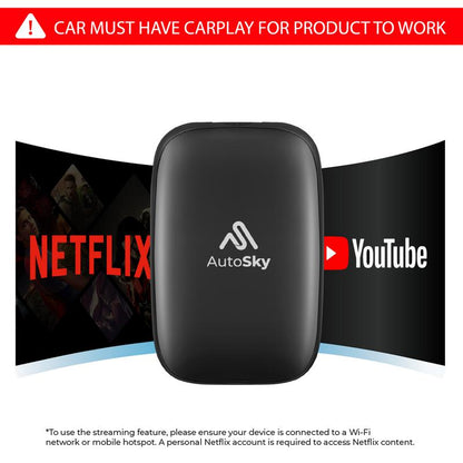 Wireless CarPlay AI Box Stream YouTube & Netflix