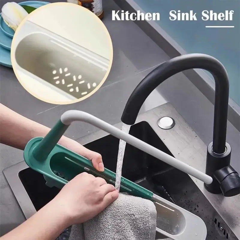 Universal Telescopic Kitchen Sink Rack & Sponge Holder