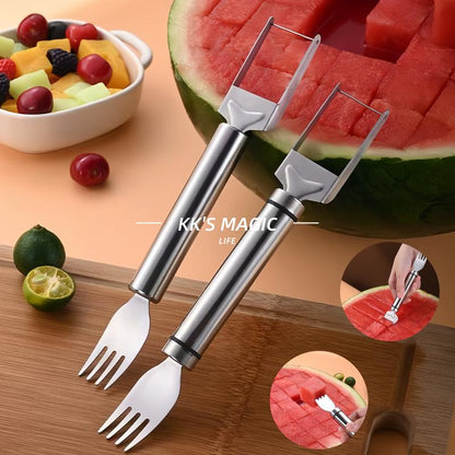 2-in-1 Stainless Steel Watermelon Slicer & Fork Tool | Buy 1 Get 1 Free