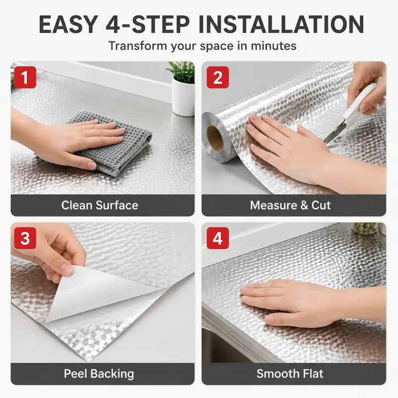 Self-Adhesive Oil-Proof Aluminum Foil Kitchen Backsplash Sticker | Buy 1 Get 1 Free