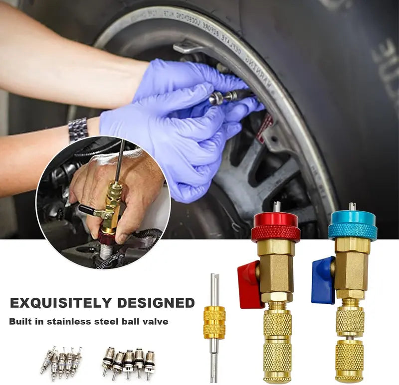 AC Valve Core Remover Tool Set - Swap Cores Fast Without Refrigerant Loss